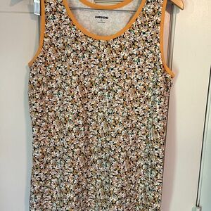 Lands' End Women's Floral Tank Top - Black, White, Yellow
